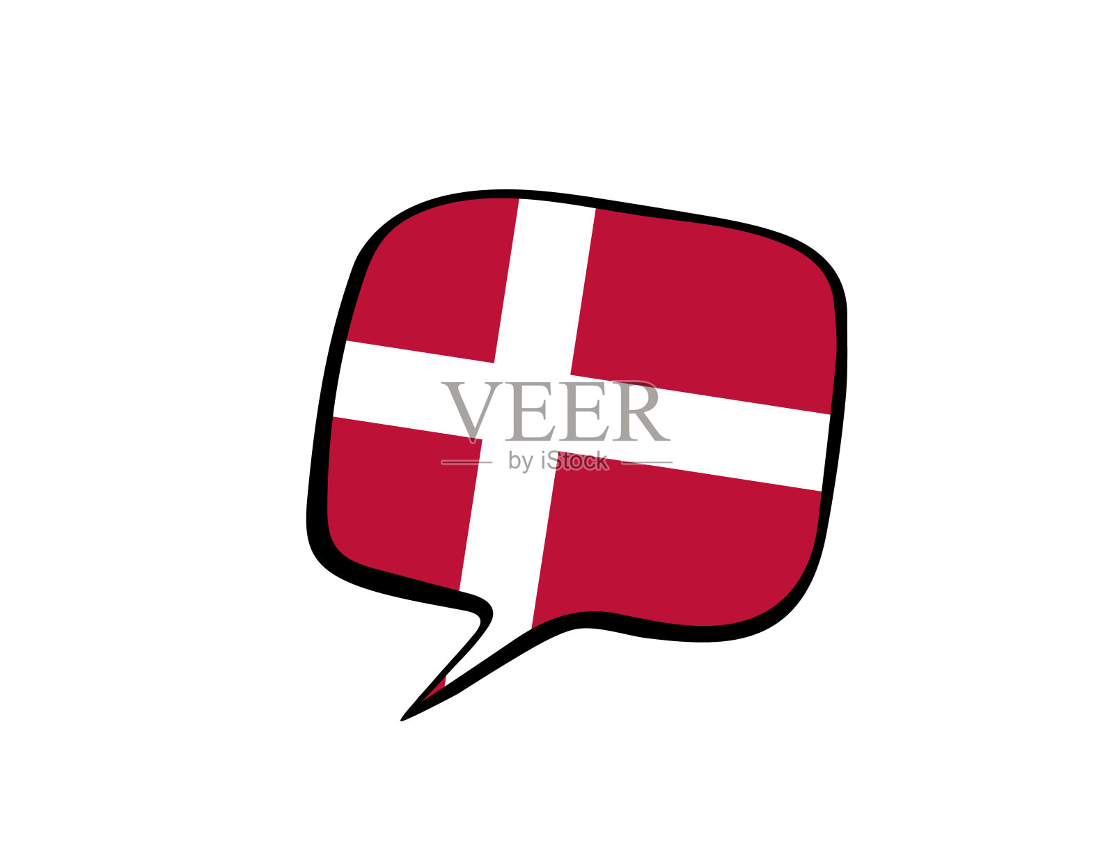 以丹麦国旗为背景的演讲泡泡。矢量图插画图片素材
