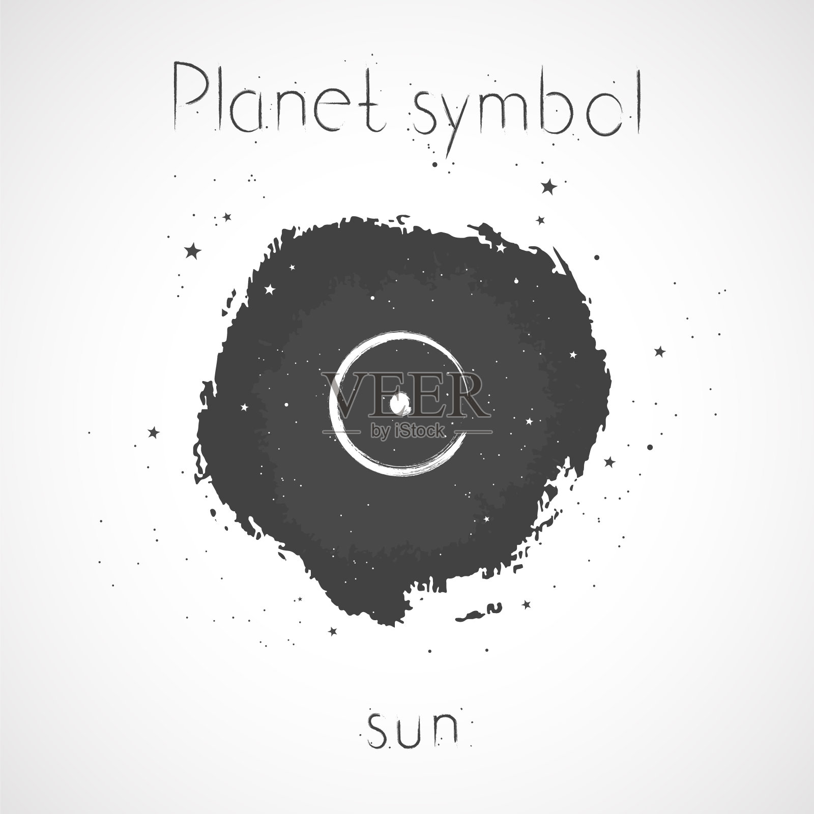 矢量插图与手绘占星行星符号太阳。插画图片素材