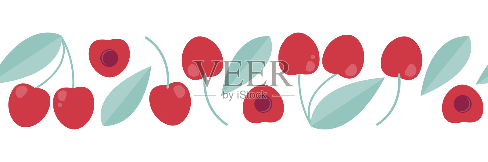 樱桃横幅印刷。矢量装饰装饰在平面风格插画图片素材