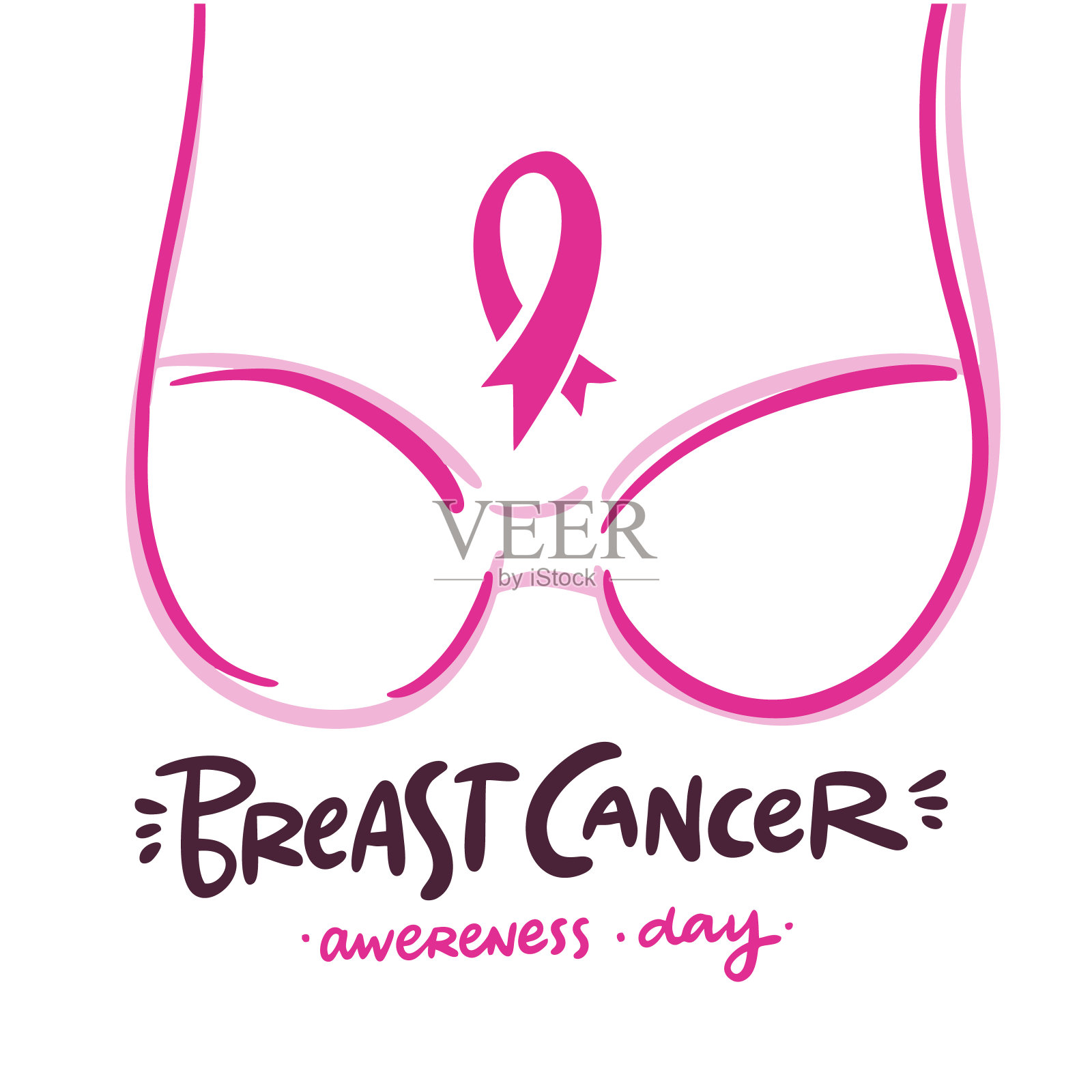 乳腺癌意识日。手绘矢量报价字母。动机排版。孤立在白色背景上。插画图片素材