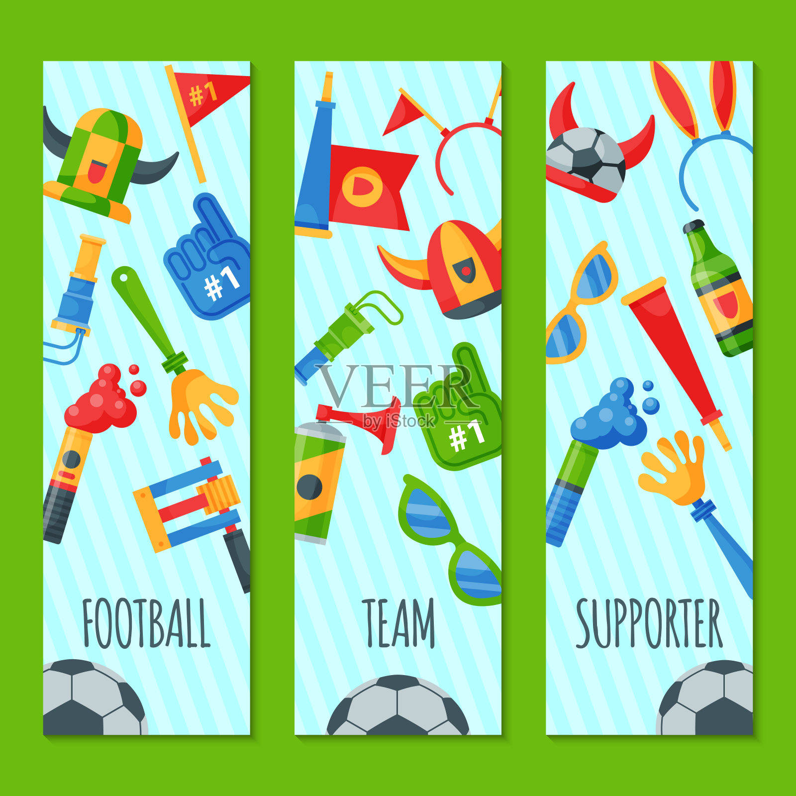 足球队球迷横幅矢量素材：足球运动粉丝助威道具插画图片素材