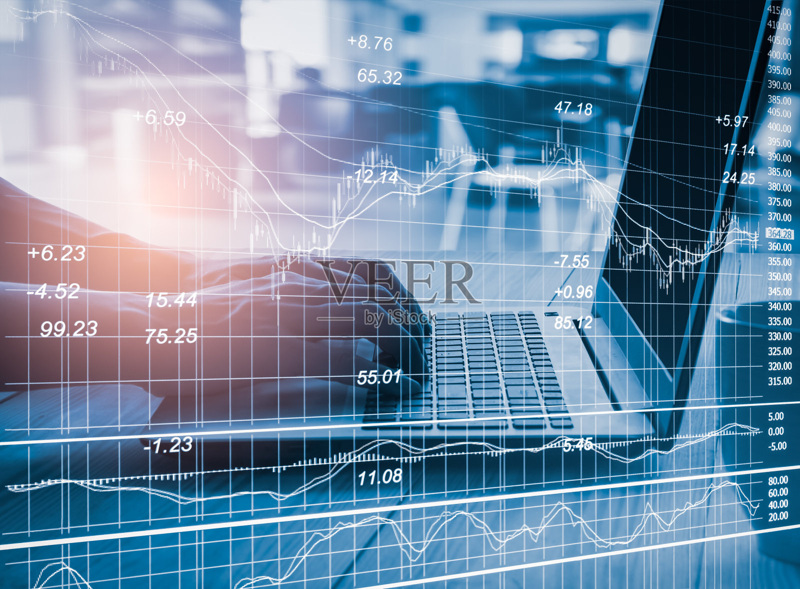 股票市场或外汇交易图形和烛台图表适合金融投资的概念。经济趋势背景的商业理念和所有的艺术作品设计。抽象的金融背景。照片摄影图片