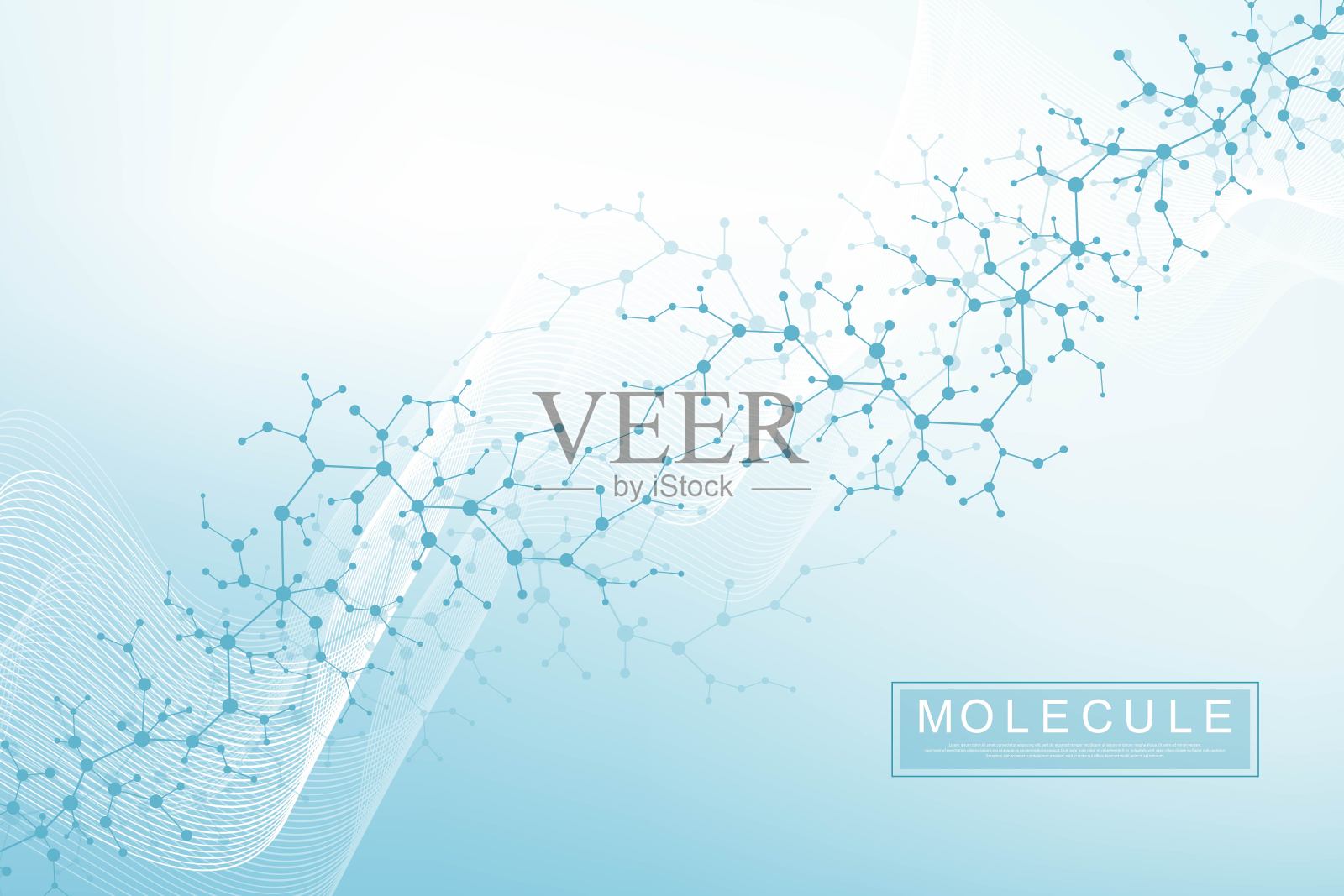 科学分子背景，浅景深的DNA双螺旋图。带有DNA分子的神秘墙纸或横幅。遗传信息的载体插画图片素材