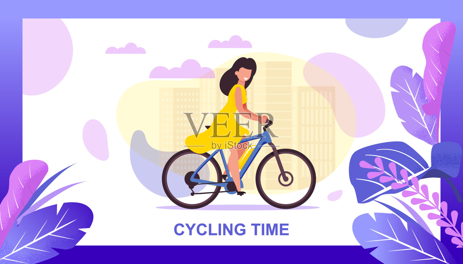 提供城市生态旅游的自行车时间登陆页面插画图片素材