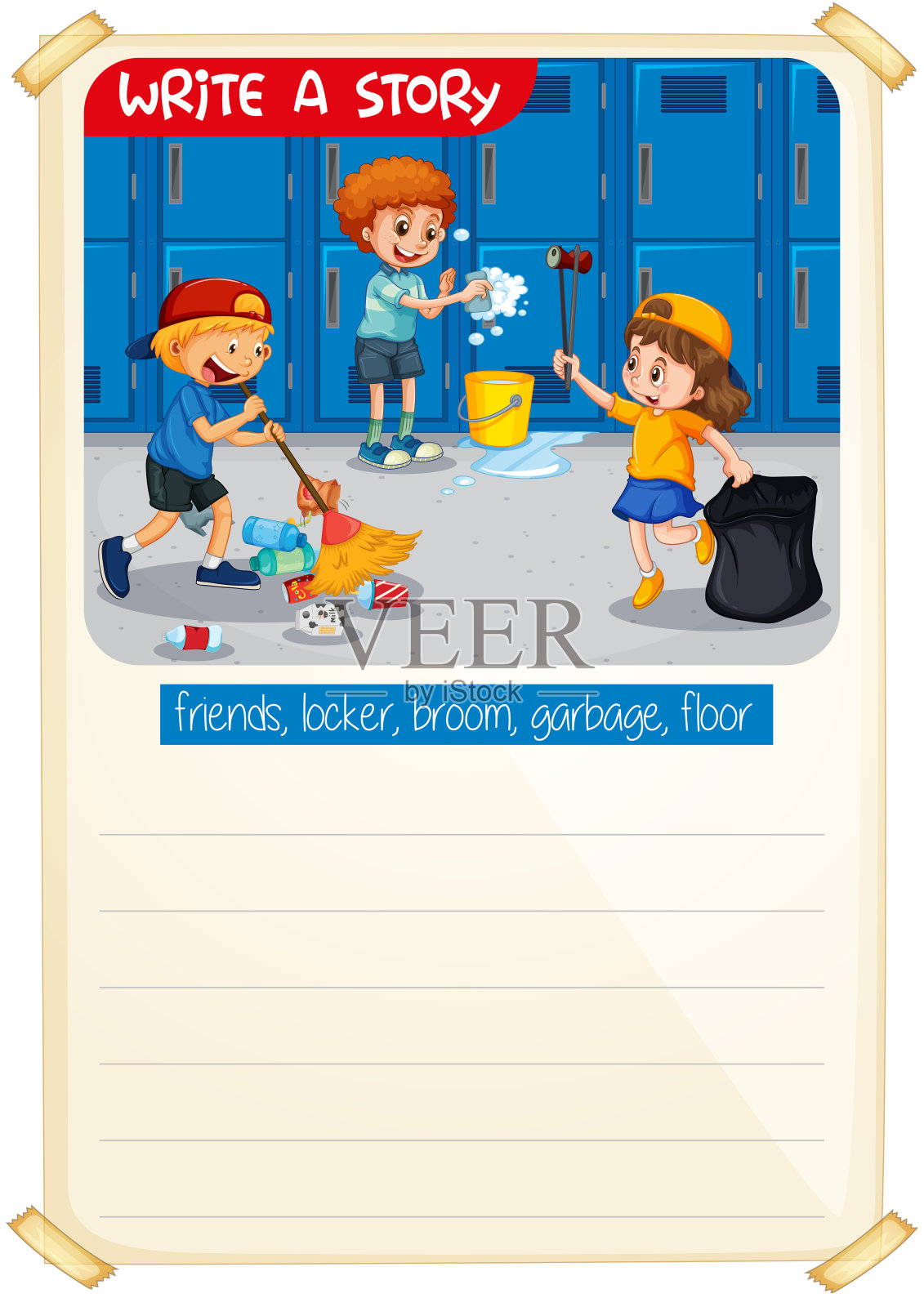 一个图片叙述工作表插画图片素材