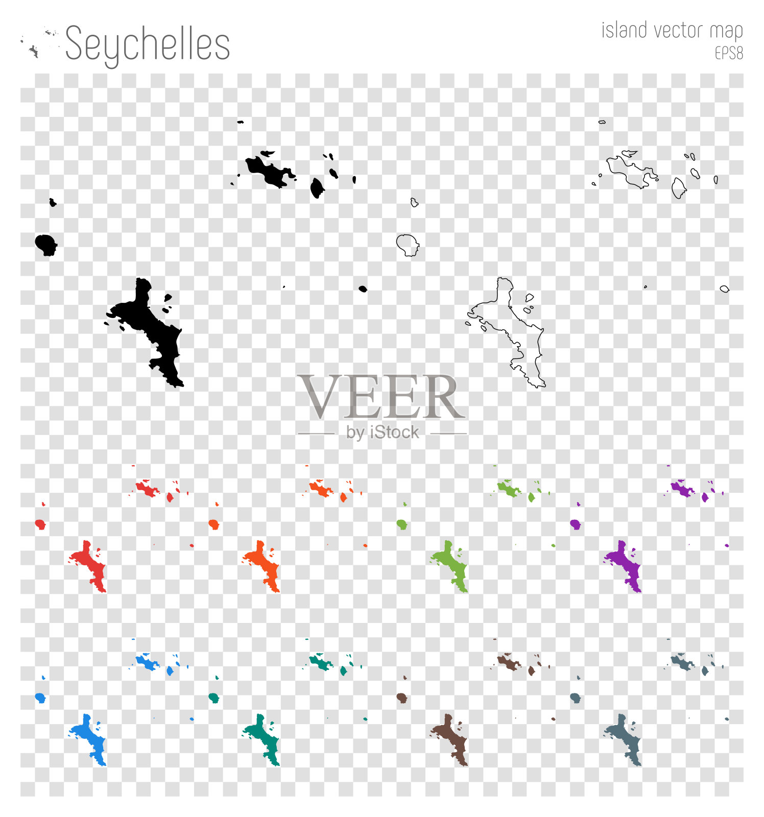 塞舌尔高详细地图。插画图片素材