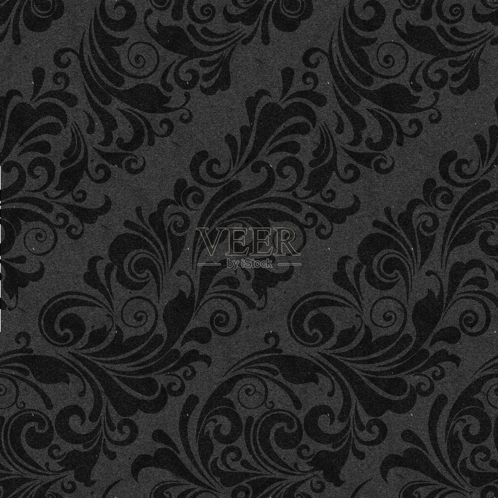 无缝华丽的巴洛克黑色斜纹彩色图案插画图片素材