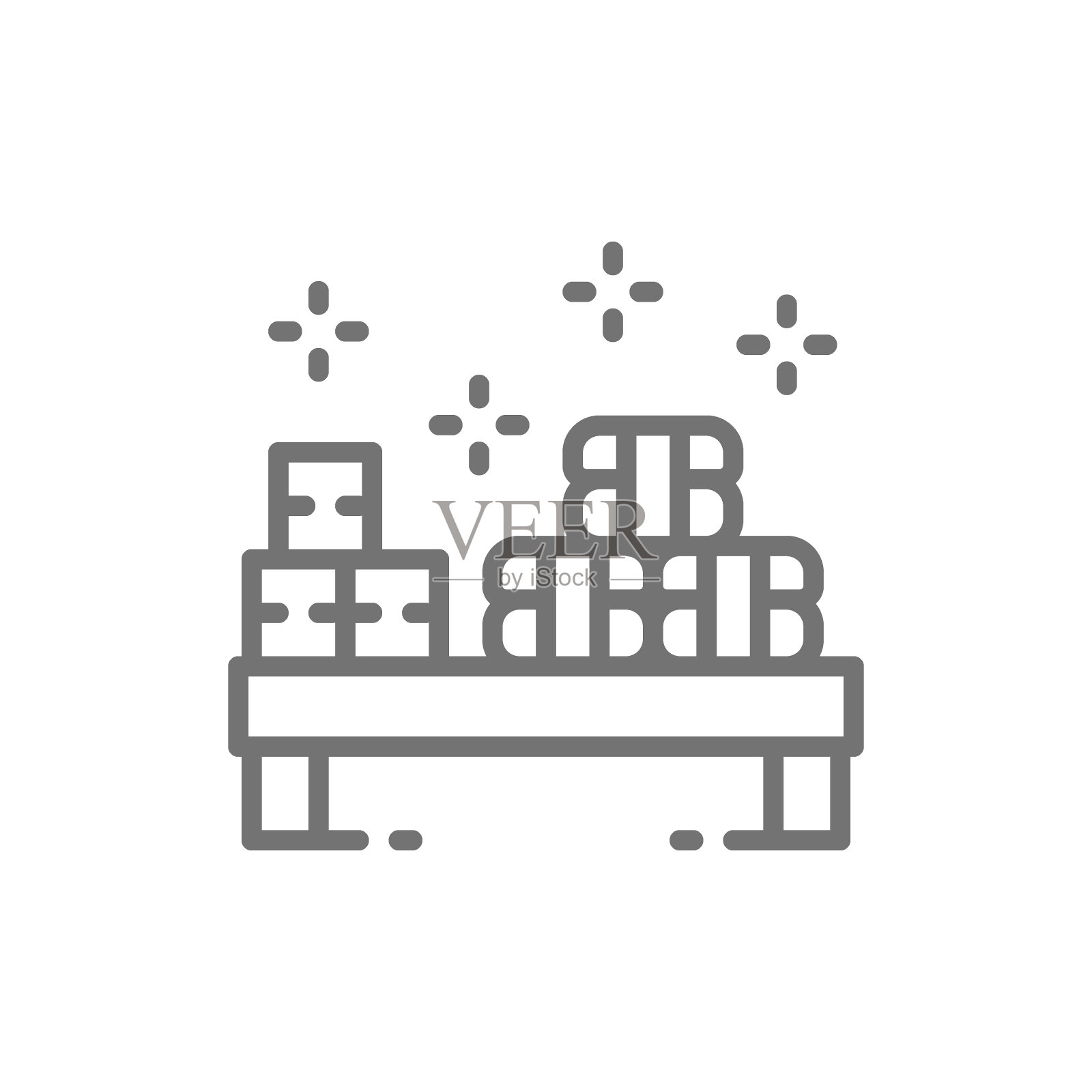 寿司放在小桌子上，日式料理线的图标。图标素材