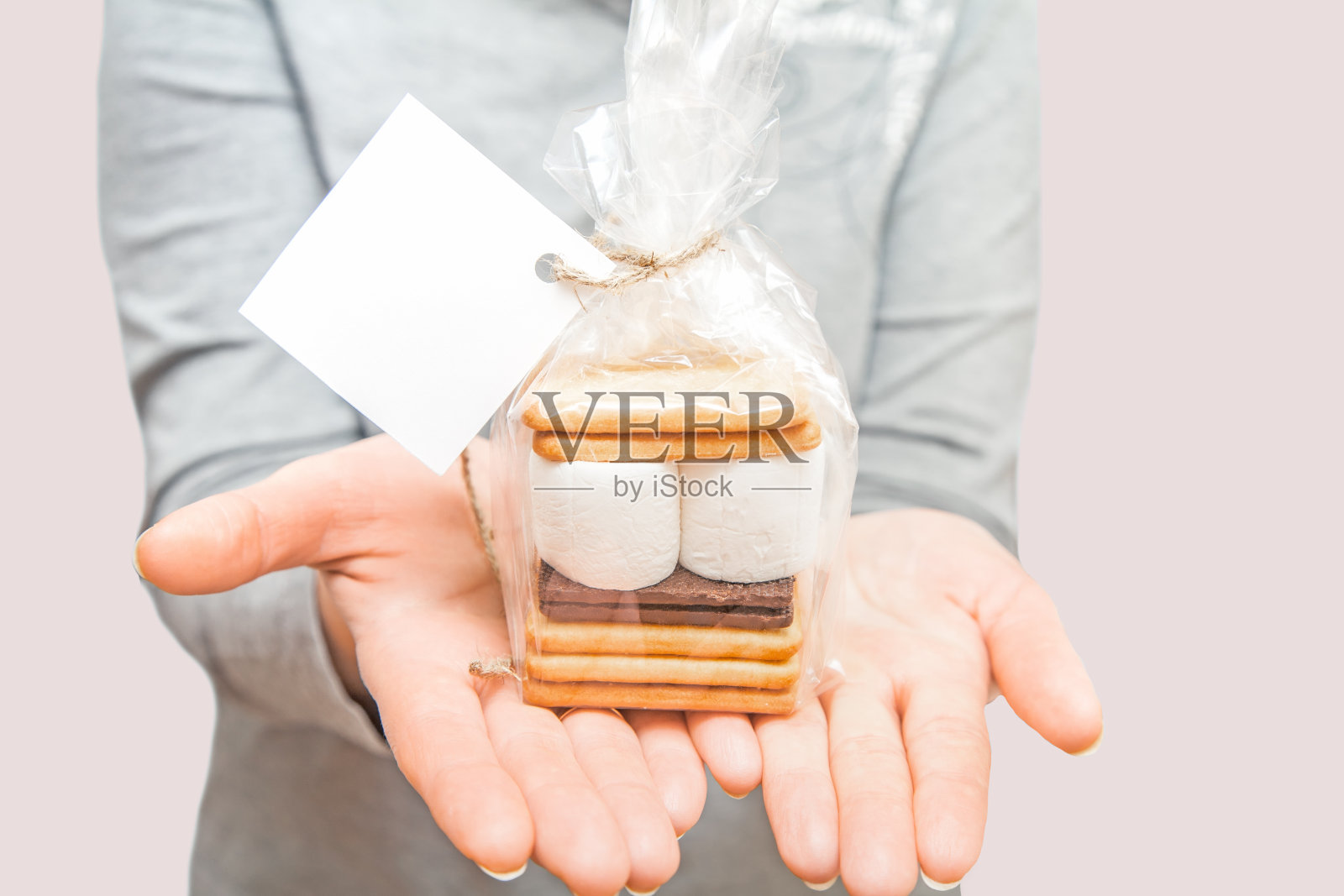 更多-饼干，巧克力和棉花糖-传统甜点-方形标签模型照片摄影图片