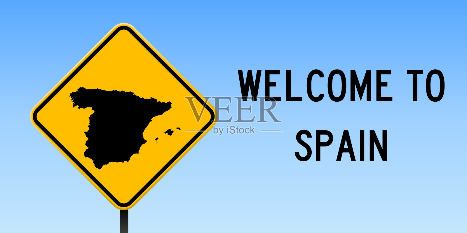 西班牙地图上的路标。插画图片素材