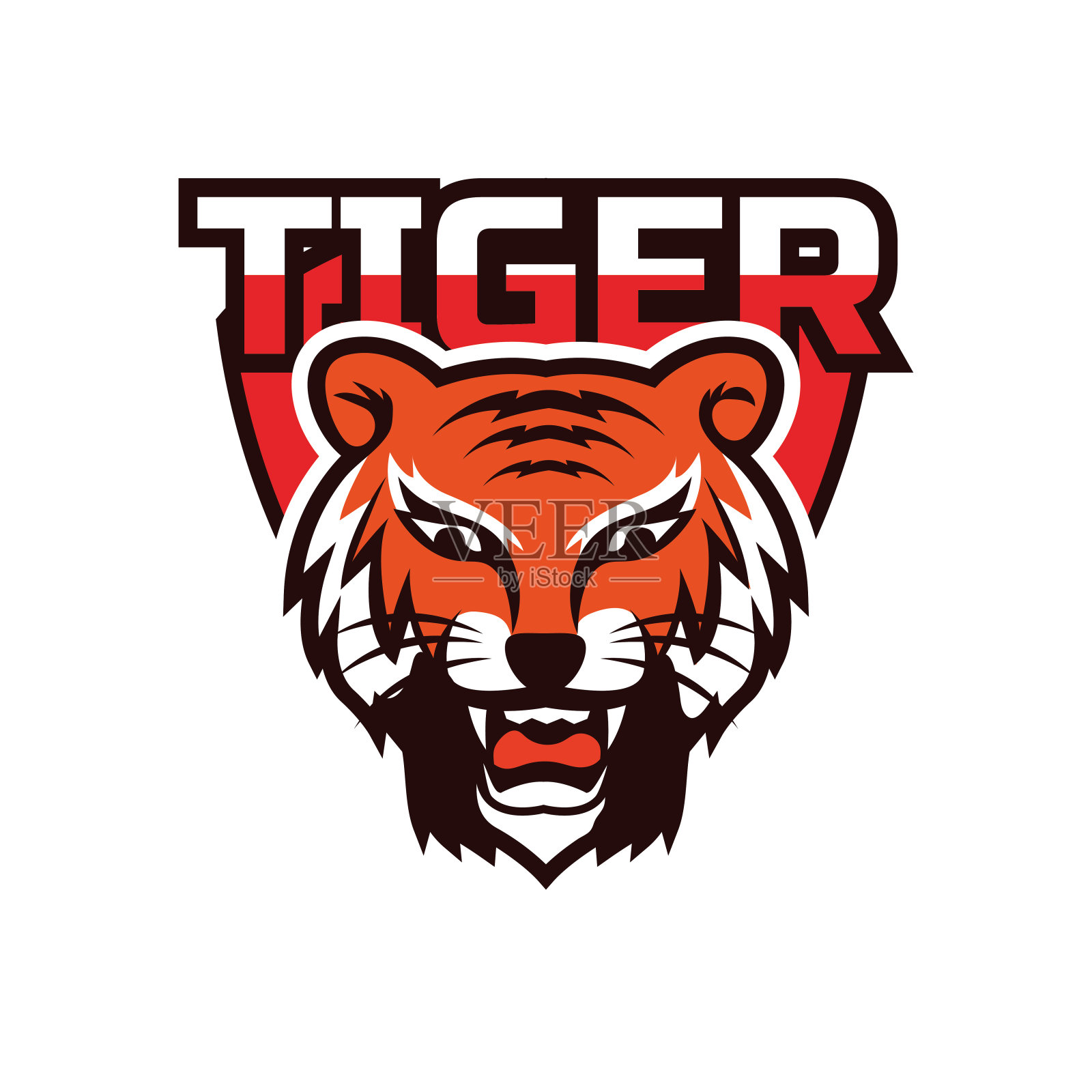 老虎图标孤立在白色背景，矢量插图设计元素图片