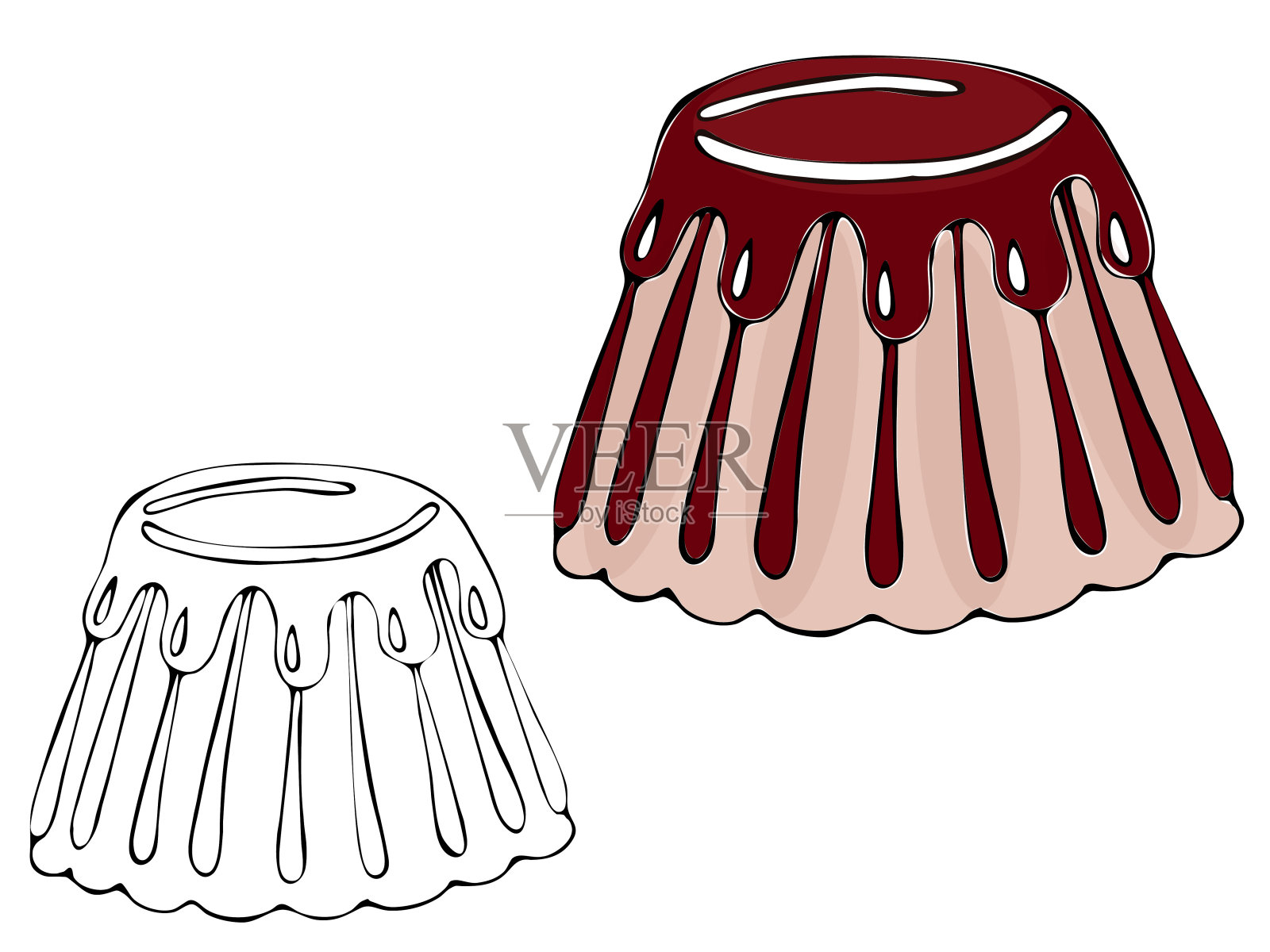 矢量孤立着色烘焙产品、甜点设计元素图片