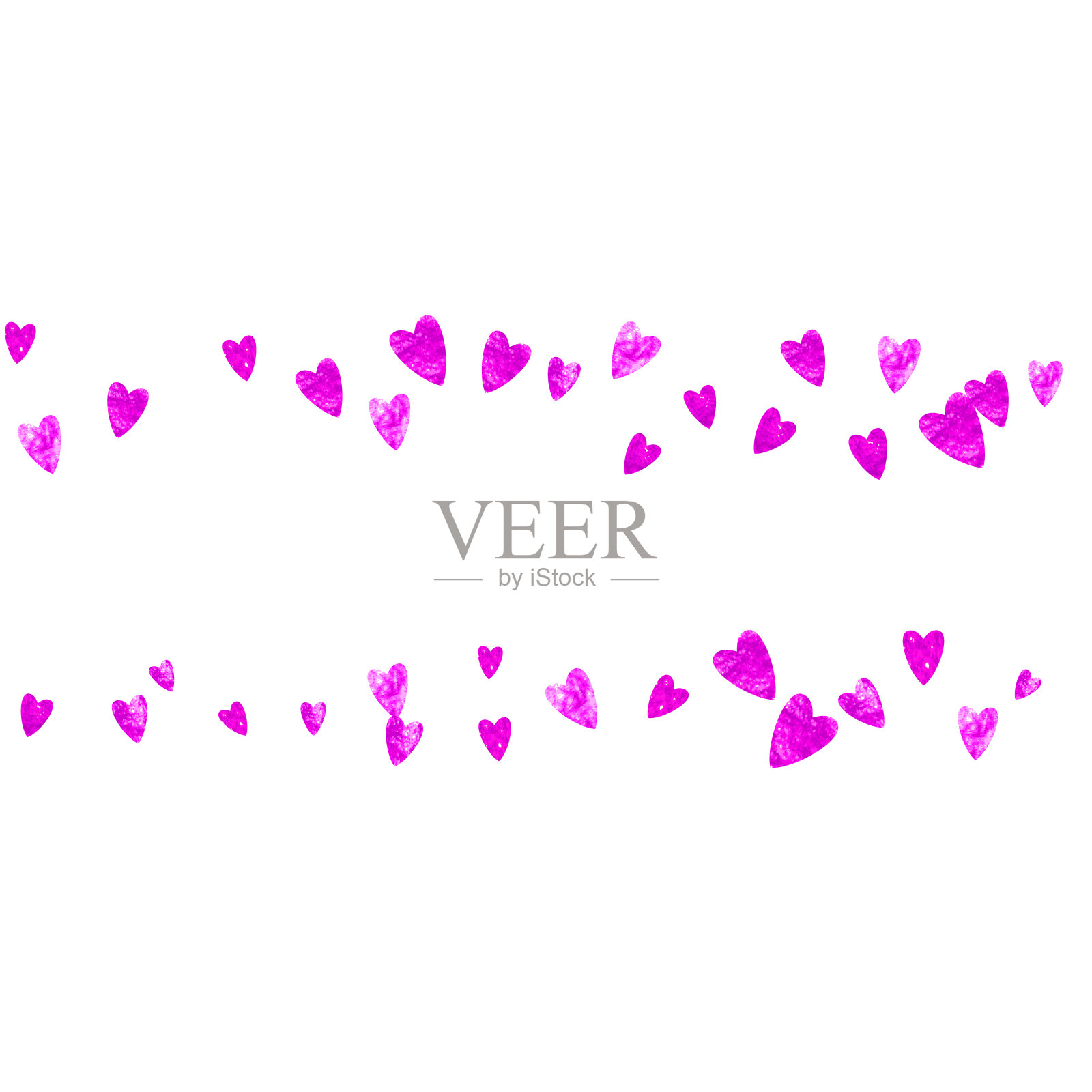 母亲节背景与粉色闪光纸屑。孤立的心的象征在玫瑰颜色。插画图片素材