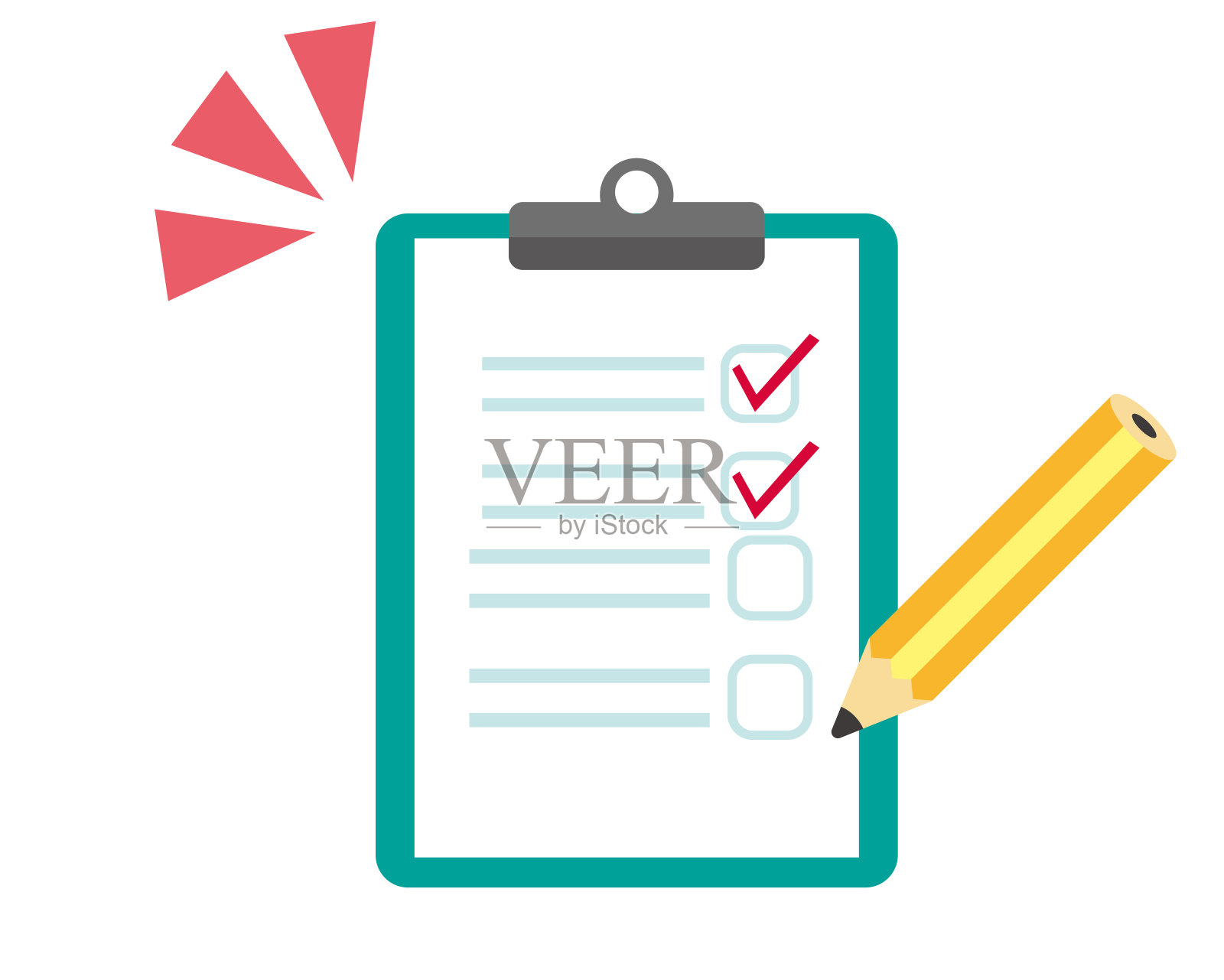 铅笔矢量图标短铅笔剪贴板检查表插画图片素材