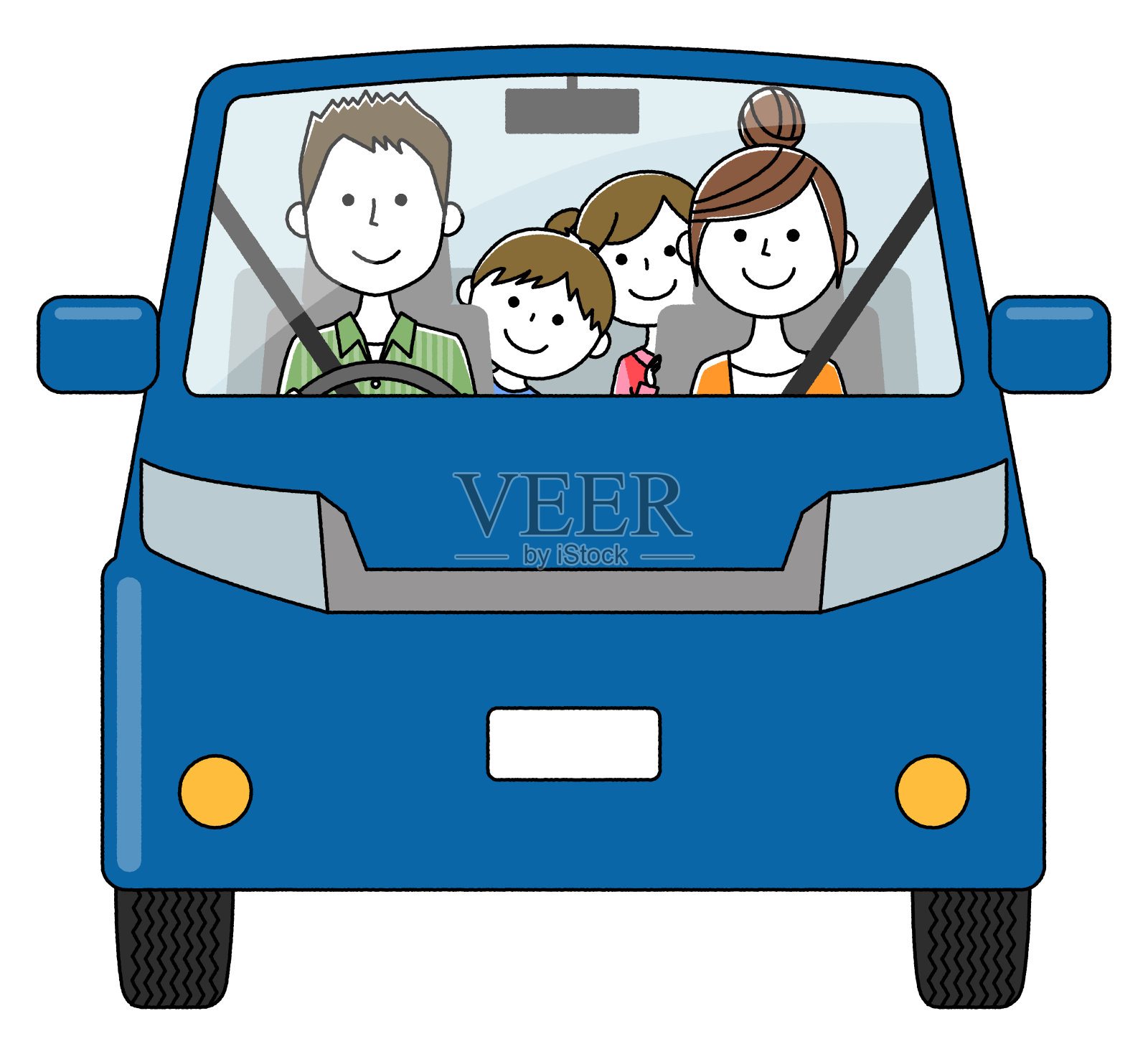 全家乘车外出插画图片素材