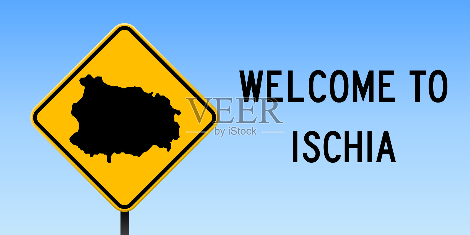 Ischia地图上的路标。插画图片素材