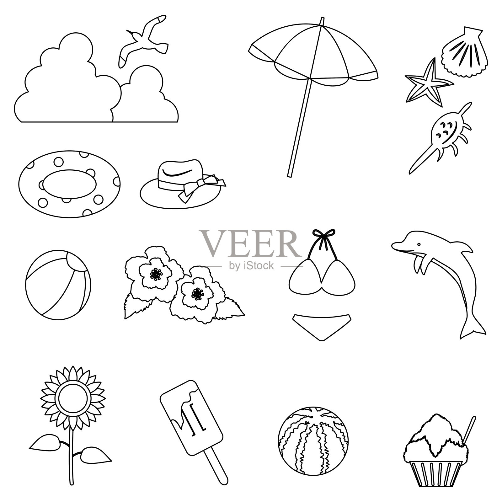 夏季项目图标集的说明。/划线版本图标素材