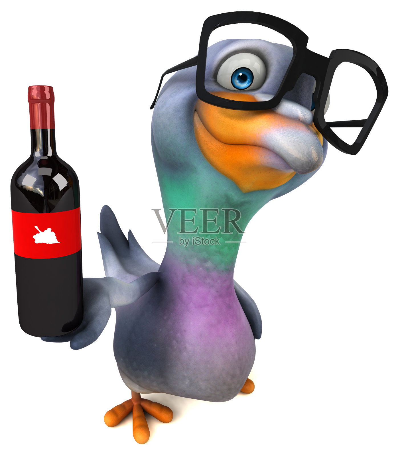 有趣的鸽子- 3D插图照片摄影图片