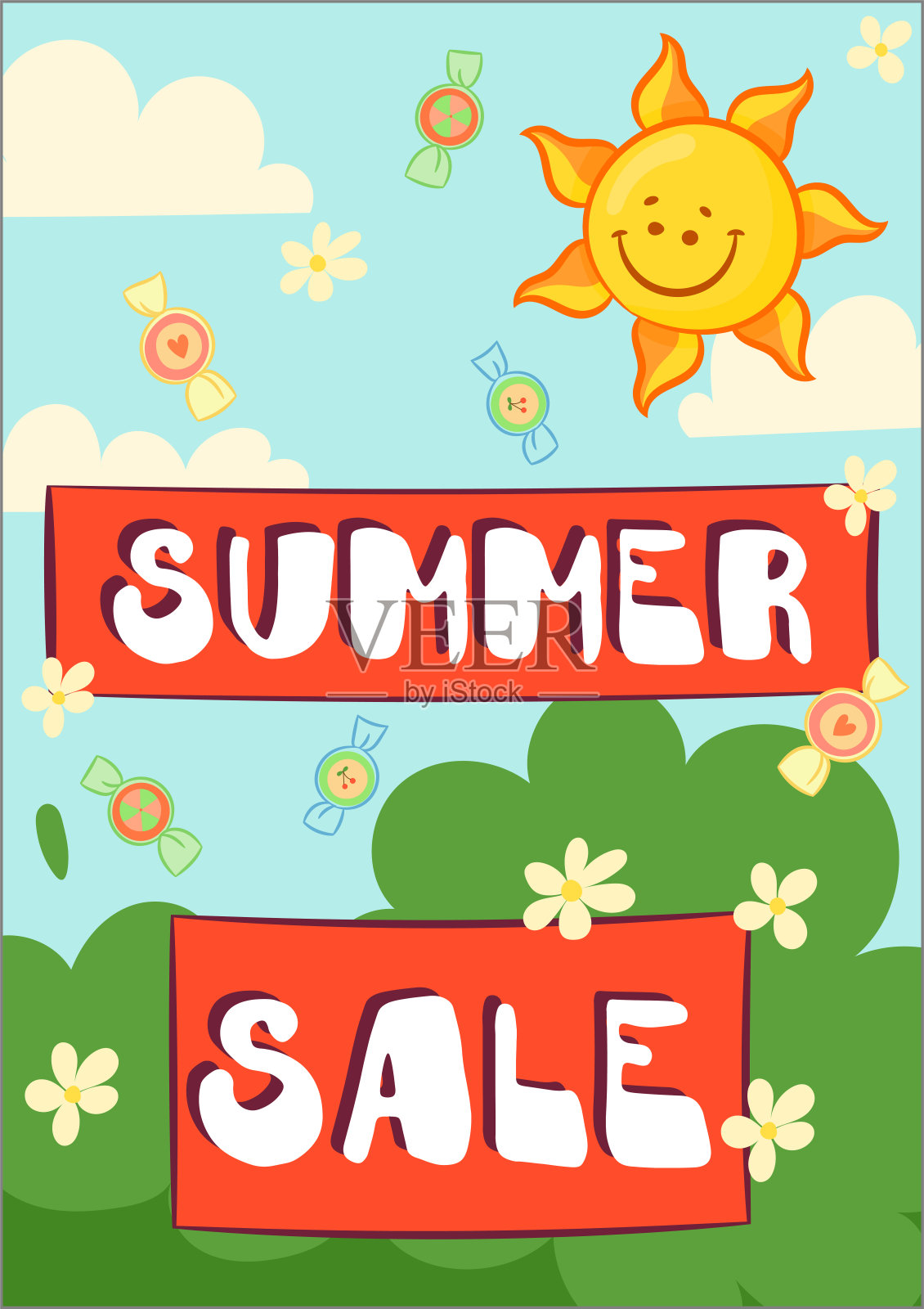 儿童节快乐背景和礼品卡套装。世界儿童日贺卡收集矢量插图。大纲海报。设计理念。设计模板素材