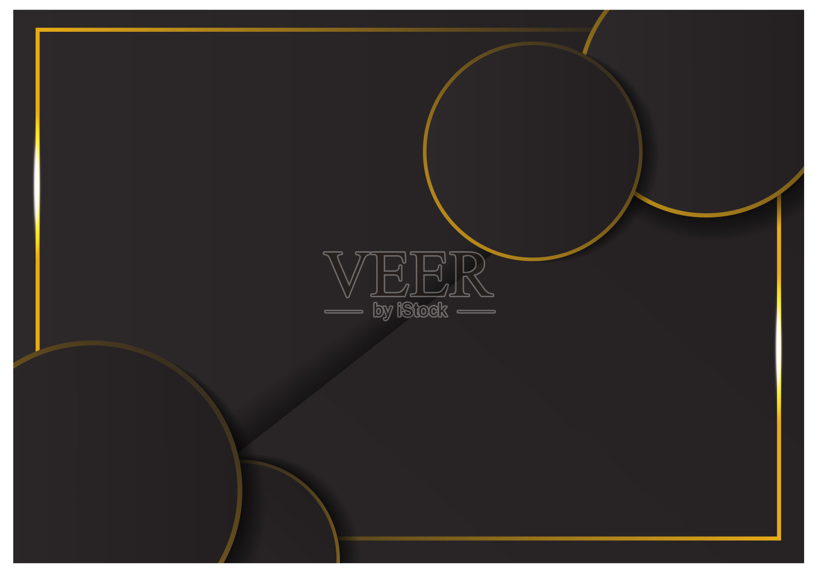 向量豪华抽象深色背景与圆形形状。逼真的黄金线和形状纹理对象。未来和优雅。每股收益10。插画图片素材