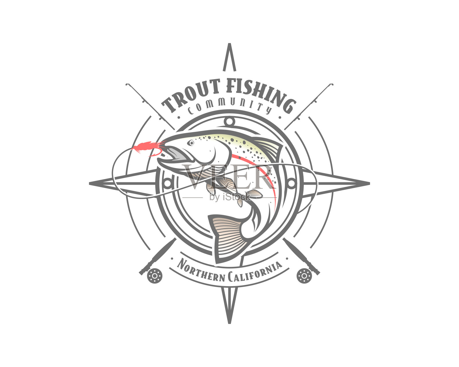 钓鳟鱼会徽设计元素图片
