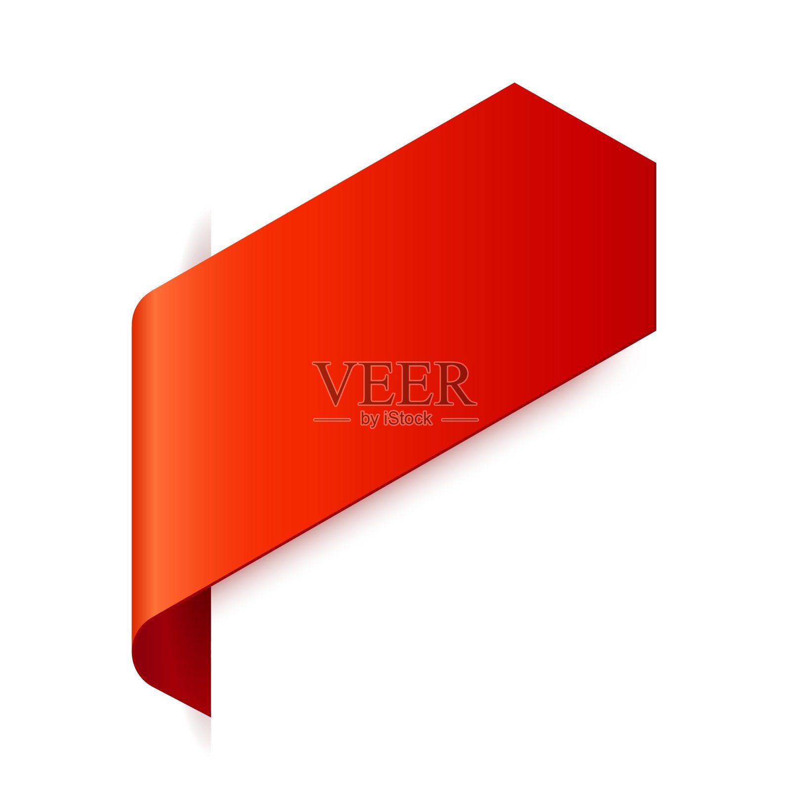 红色矢量横幅丝带上的白色背景，留下书签。插画图片素材