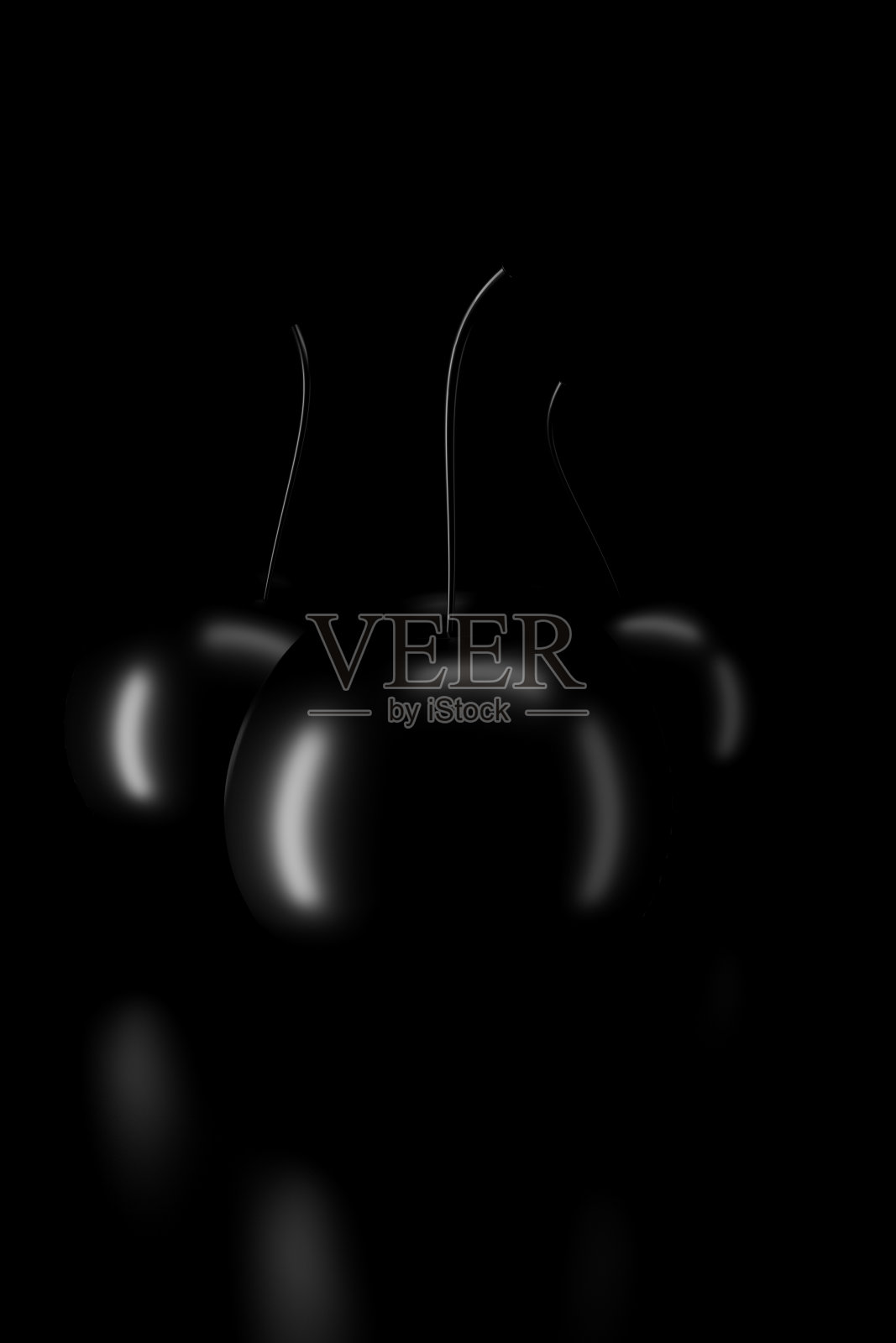 黑暗中樱桃的光和影。3 d渲染。照片摄影图片