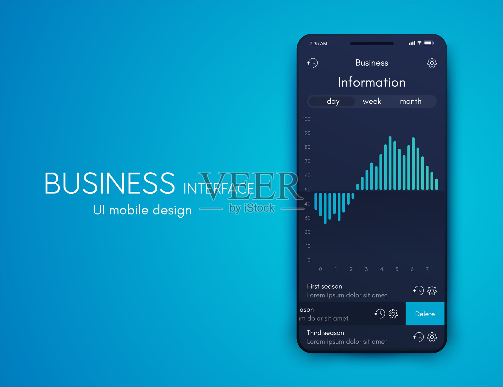 矢量图形移动信息图形有两个选项。模板创建移动应用程序，工作流布局，图表，横幅，网页设计，业务报告2个步骤插画图片素材