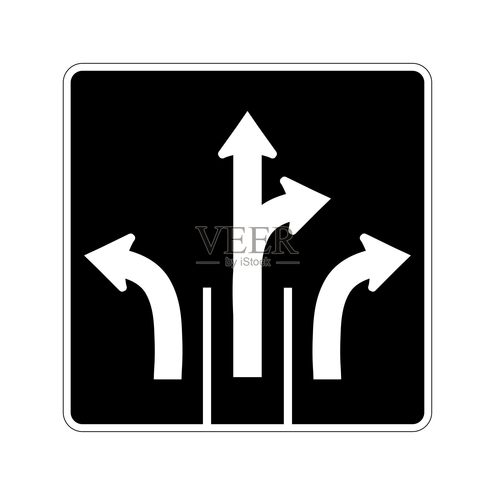 美国交通道路标志。这些标志告诉司机他们必须行驶的方向。矢量图设计元素图片