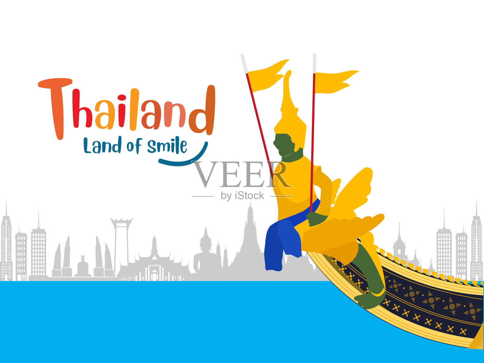 在曼谷和泰国各地庆祝。景点,地标。矢量图插画图片素材