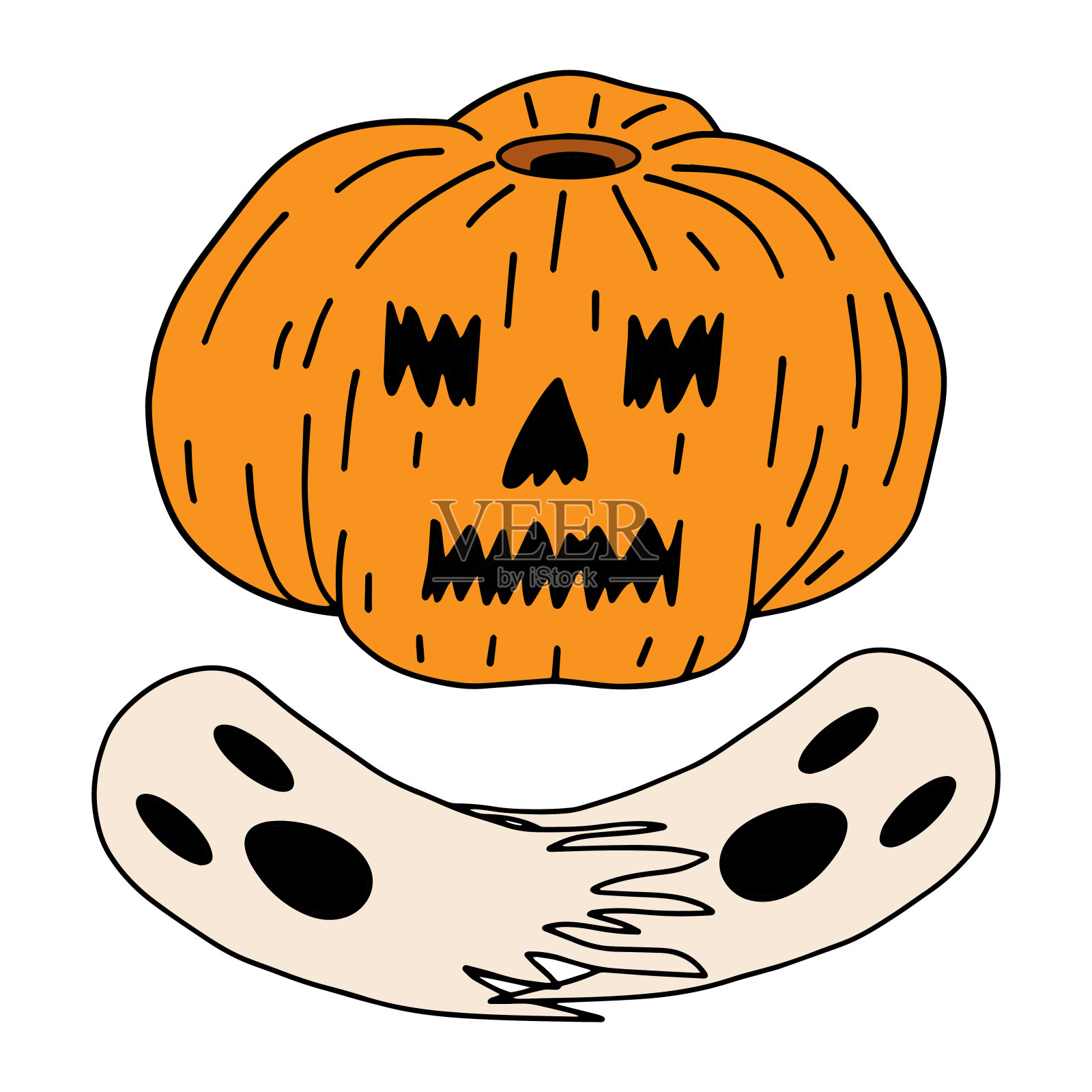 万圣节。南瓜和鬼魂。设计元素图片