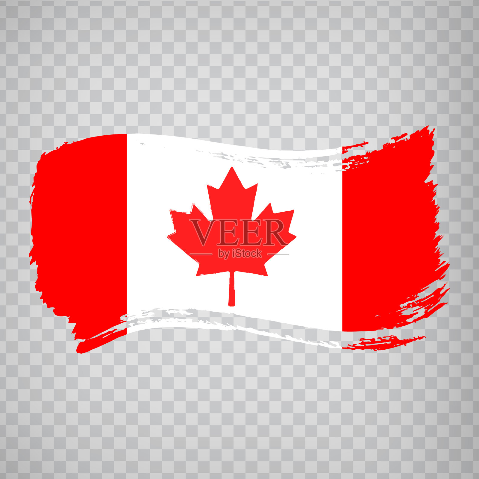 加拿大国旗，笔触背景。透明背景上的加拿大国旗。股票向量。矢量插图EPS10。插画图片素材