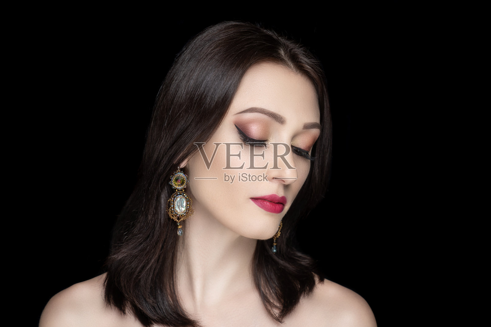 奢华女人发型照片摄影图片