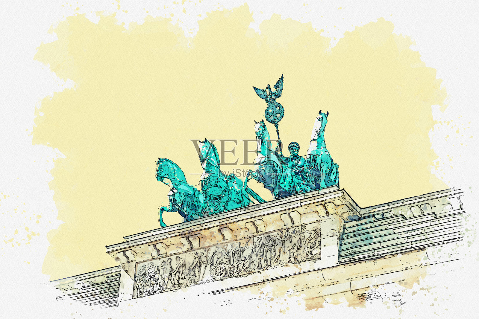 勃兰登堡门的插图插画图片素材