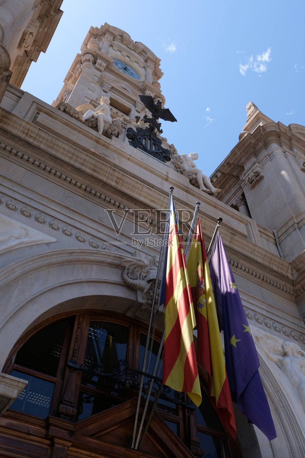 西班牙瓦伦西亚市政厅的大门照片摄影图片