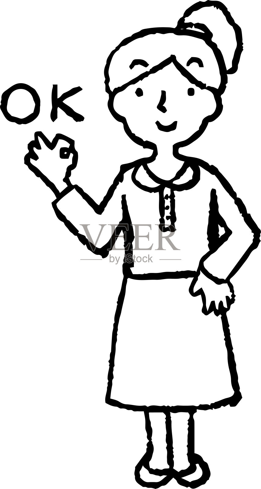 单色插图的一个女人的脸和姿势2设计元素图片