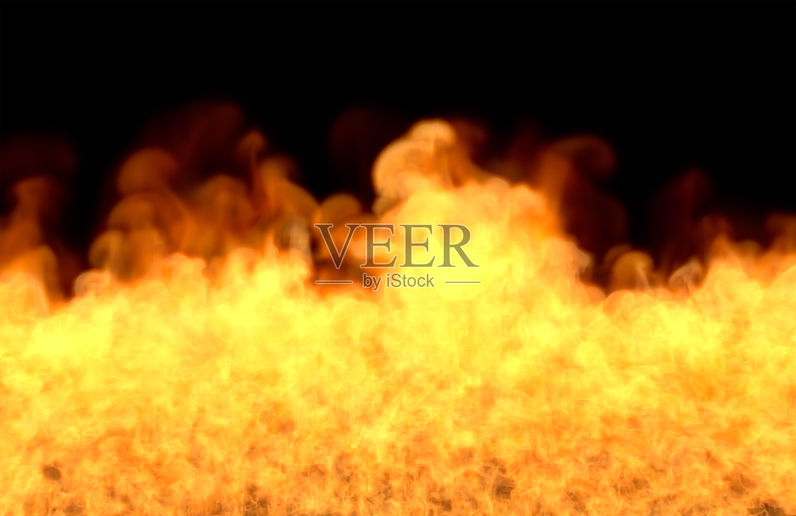 熔化地狱在黑色的背景，火从底部-火3D插图照片摄影图片