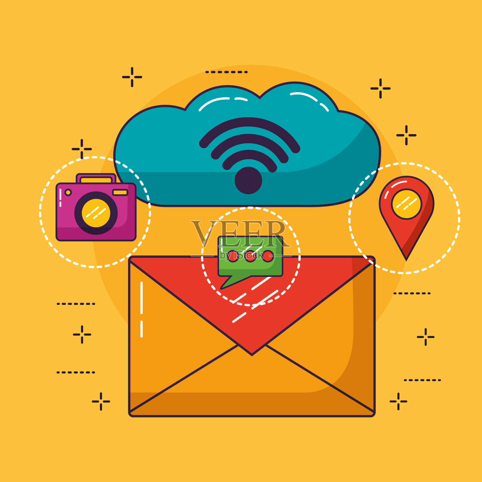 免费无线网络连接插画图片素材