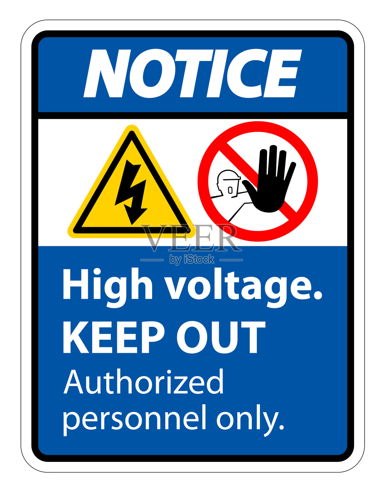 注意高压防止标志隔离在白色背景，矢量插图EPS.10插画图片素材