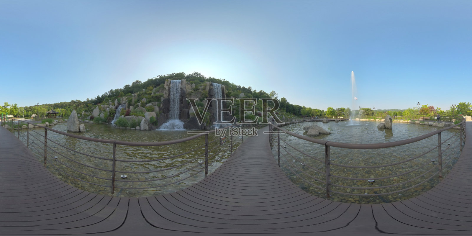 全球面360度全景视图，森林和公园360图像，VR AR内容照片摄影图片