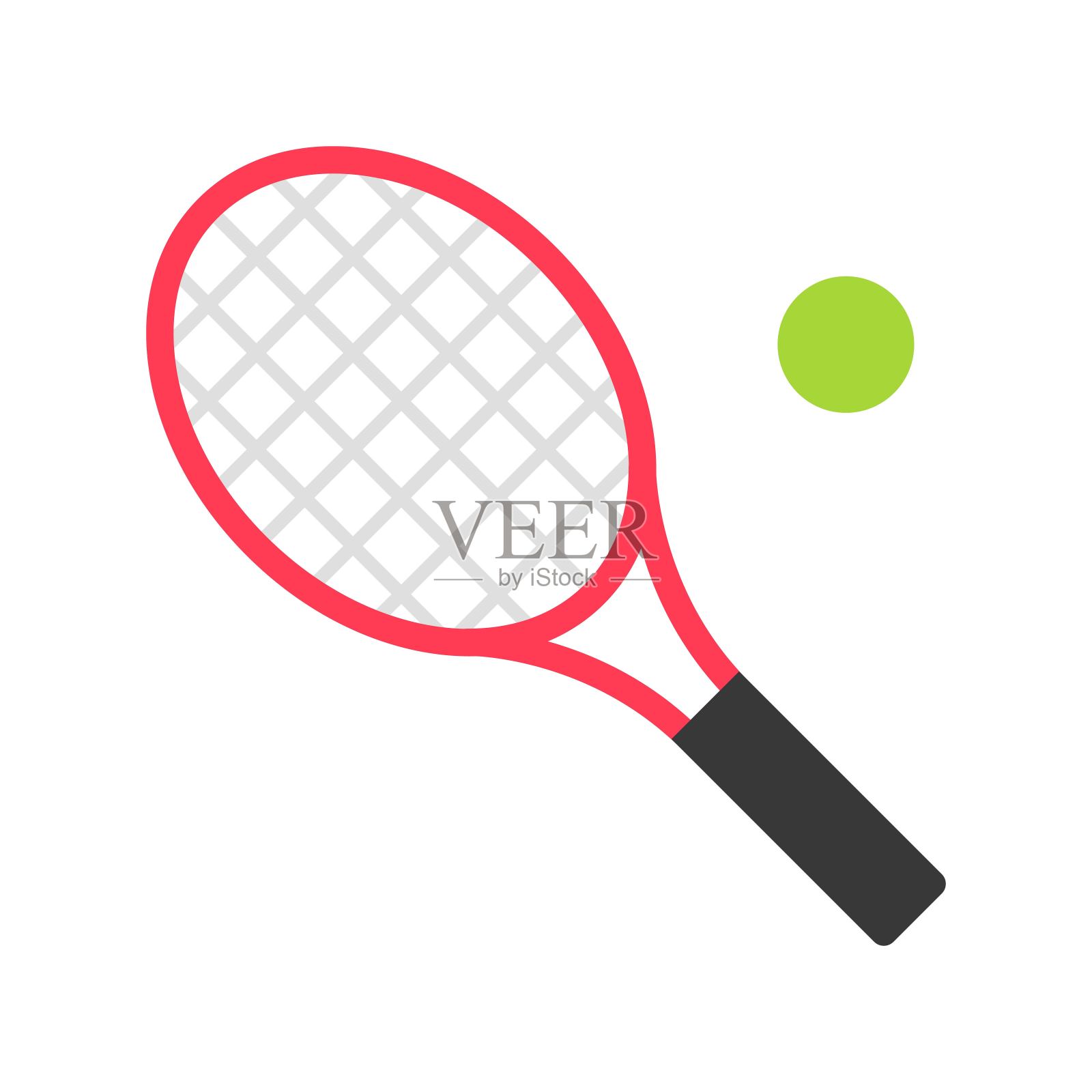 网球拍矢量，暑假相关平面图标插画图片素材