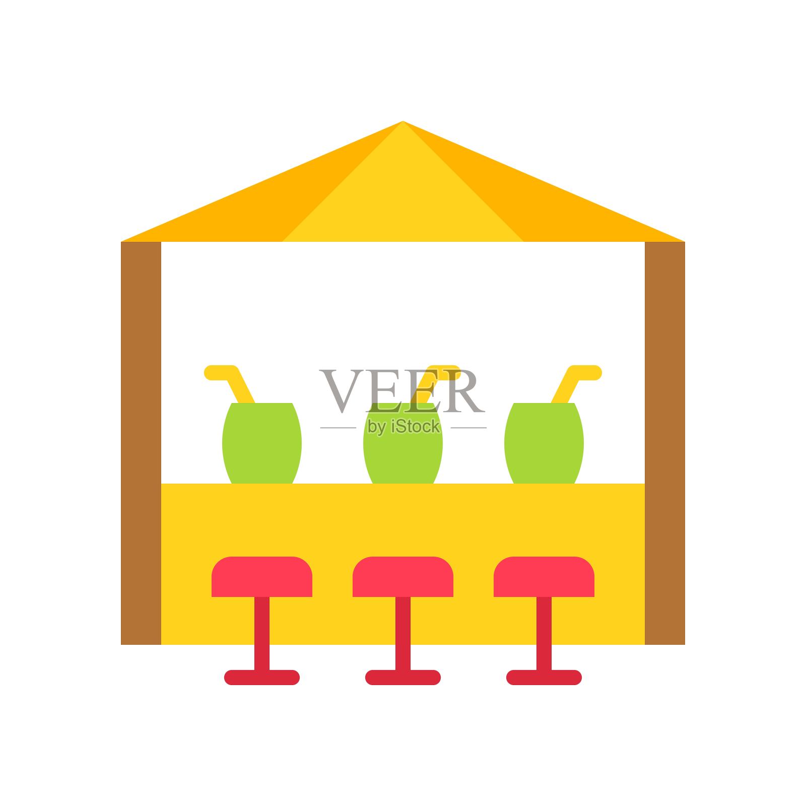 饮料摊矢量，暑假相关平面图标插画图片素材