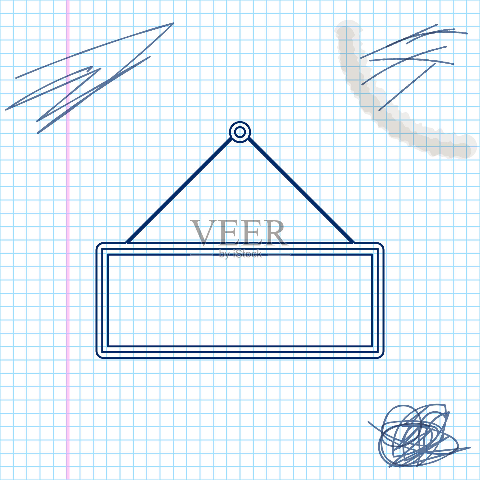 招牌悬挂线草图图标孤立在白色背景上。适用于广告酒吧、咖啡厅、酒吧、餐厅。矢量图插画图片素材