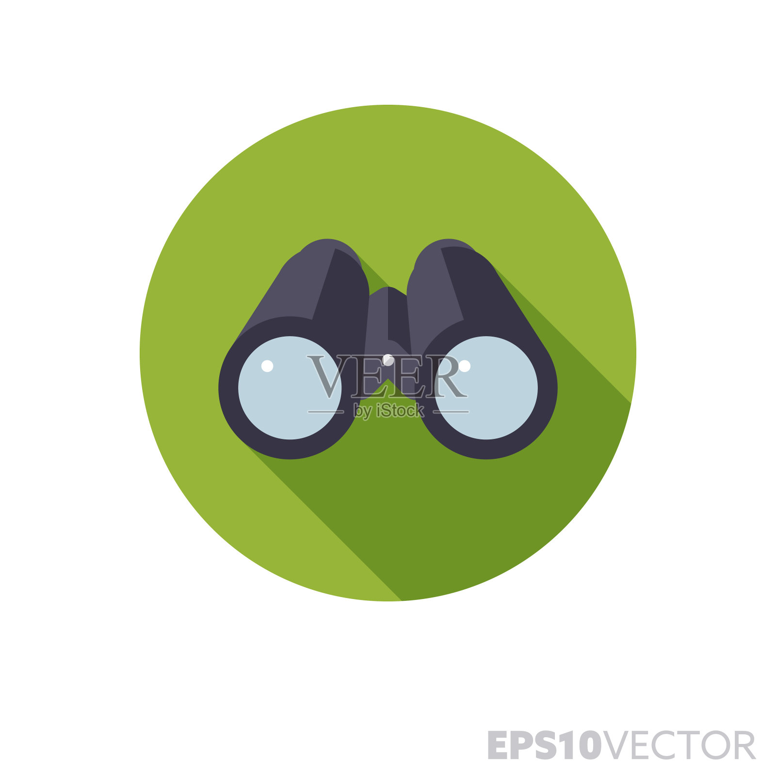 双筒望远镜平面设计长阴影颜色矢量图标插画图片素材