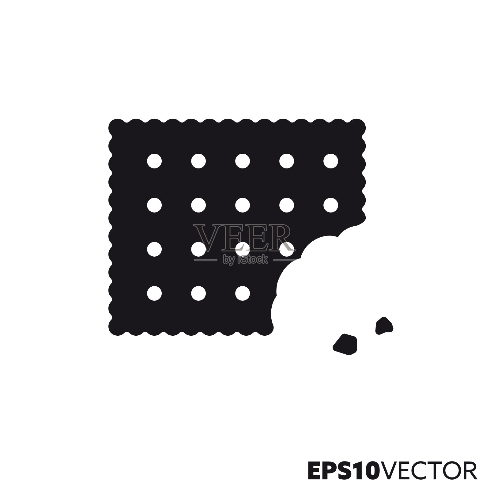 被咬的饼干矢量字形图标插画图片素材