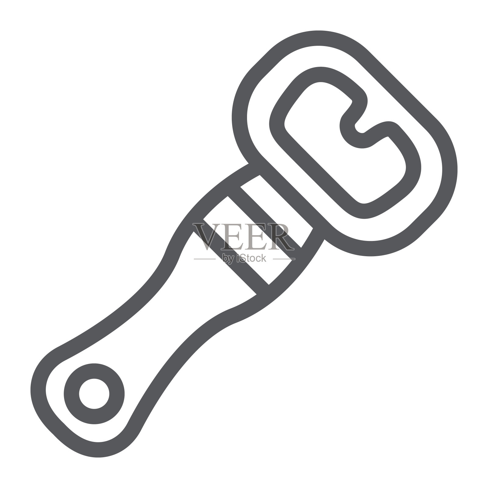 啤酒开瓶器线图标，饮料和厨房用具，开瓶器标志，矢量图形，白色背景上的线性图案。插画图片素材