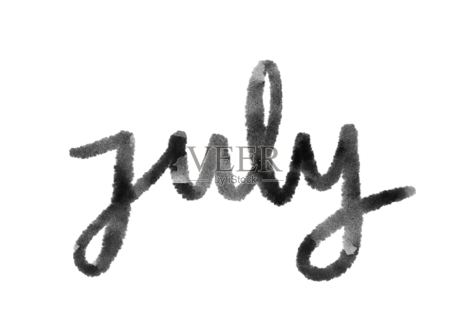 七月白底手写体插画图片素材