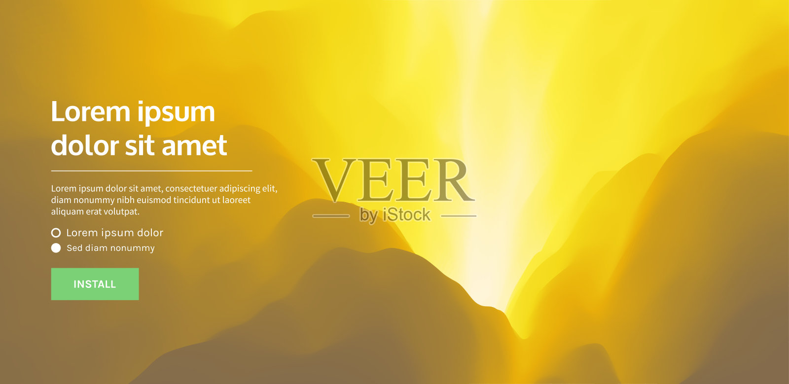 网站或手机应用登陆页面。火山喷发。景观与山脉。抽象的背景。矢量插图。插画图片素材