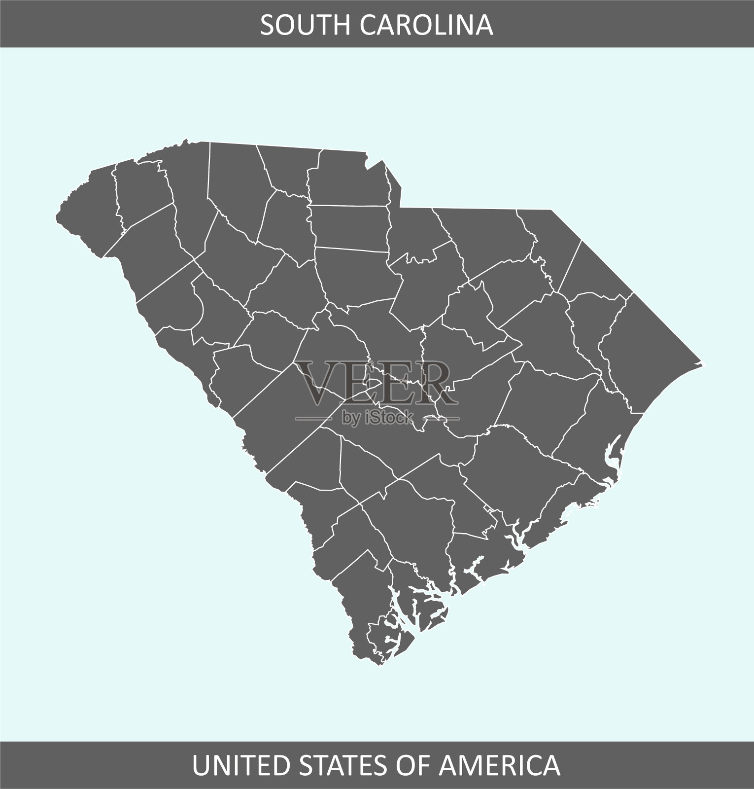 南卡罗来纳县地图插画图片素材