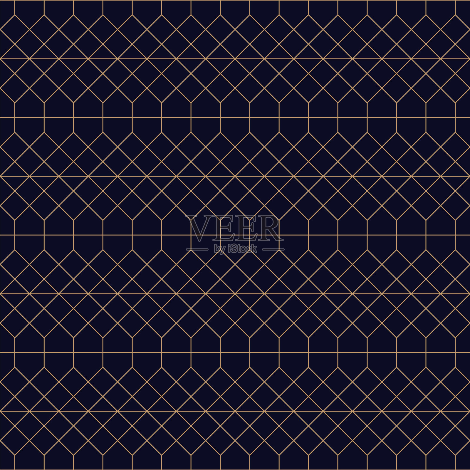 装饰无缝蓝色背景。网格可重复的金色图案-优雅的重复设计。丰富的装饰质感插画图片素材